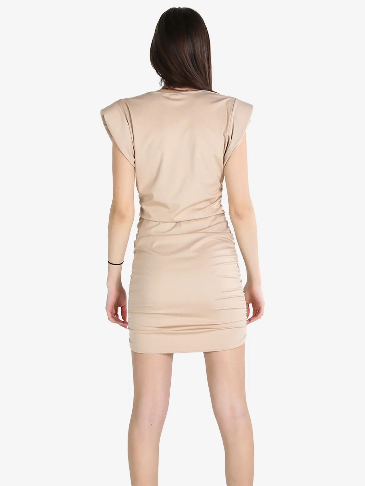 Solada Vestito drappeggiato da donna a maniche corte con spalle imbottite