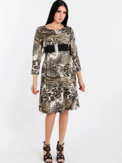 Solada Vestito leopardato manica a 3/4