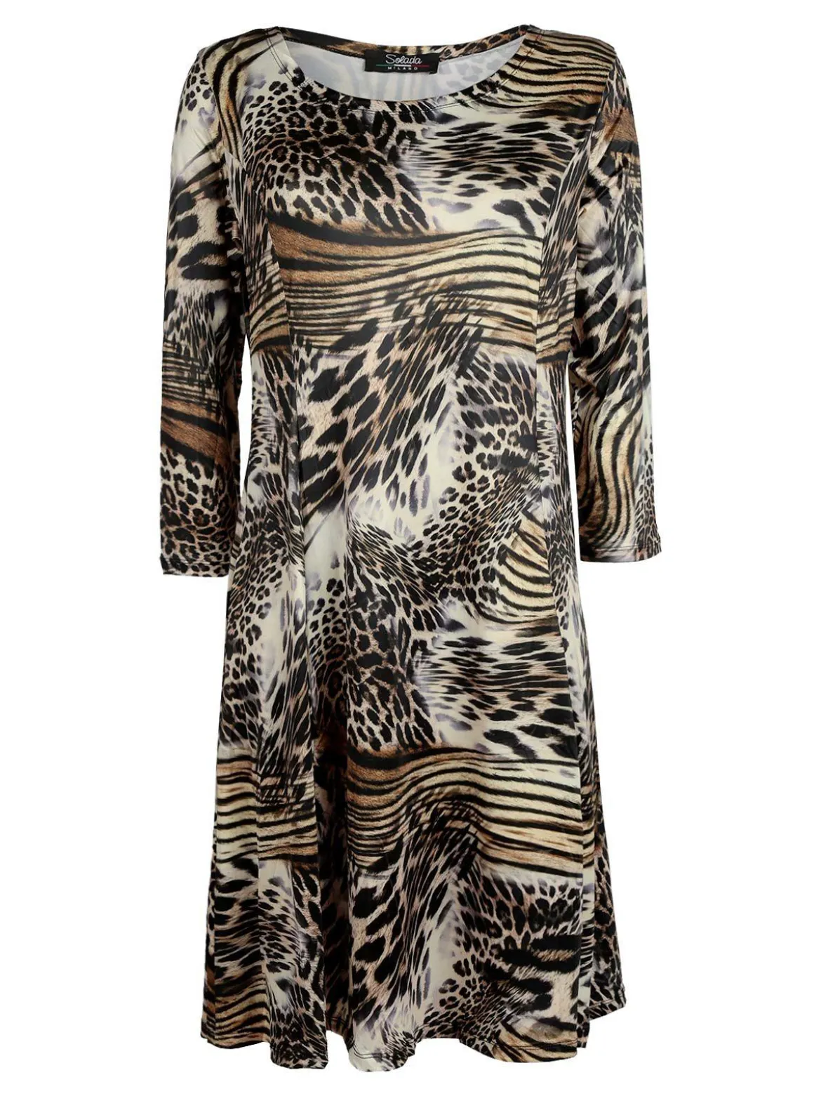 Solada Vestito leopardato manica a 3/4