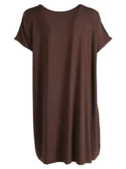 Solada Vestito maxi da donna a maniche corte con taschini - moro
