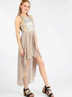 Solada Vestito smanicato con paillettes e schiena scoperta