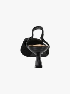 Soleil Slingback donna in maglia con cinturino elastico e tacco a rocchetto - nero