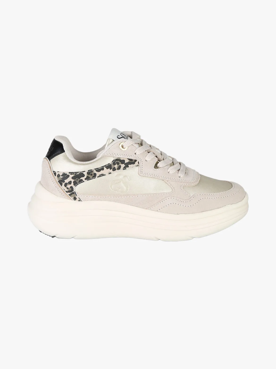 Solo Soprani Sneakers donna in pelle con dettagli animalier e platform - taupe