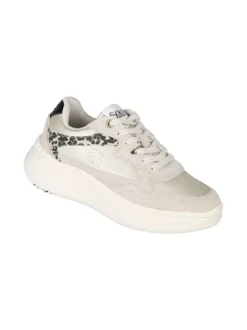 Solo Soprani Sneakers donna in pelle con dettagli animalier e platform - taupe