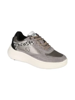 Solo Soprani Sneakers donna in pelle con dettagli animalier e platform - taupe