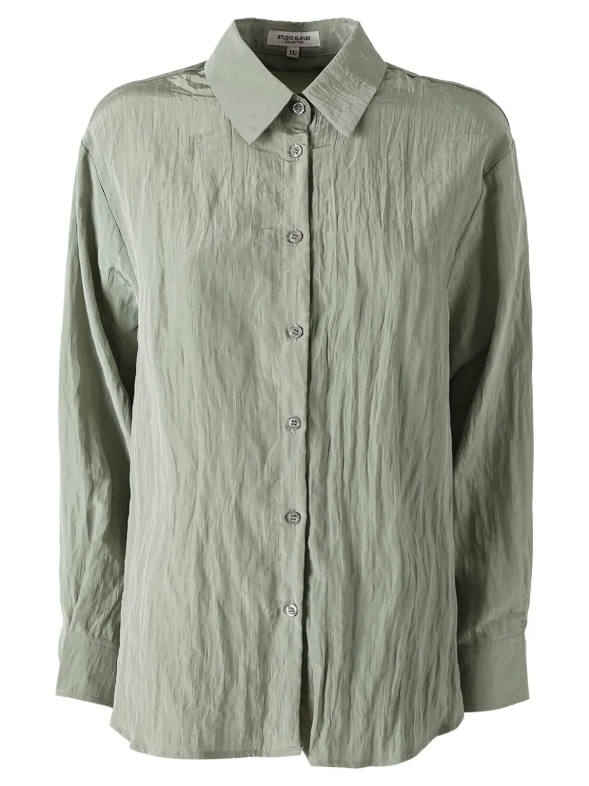 Studio Eleven Collection Camicia oversize da donna a maniche lunghe - pistacchio