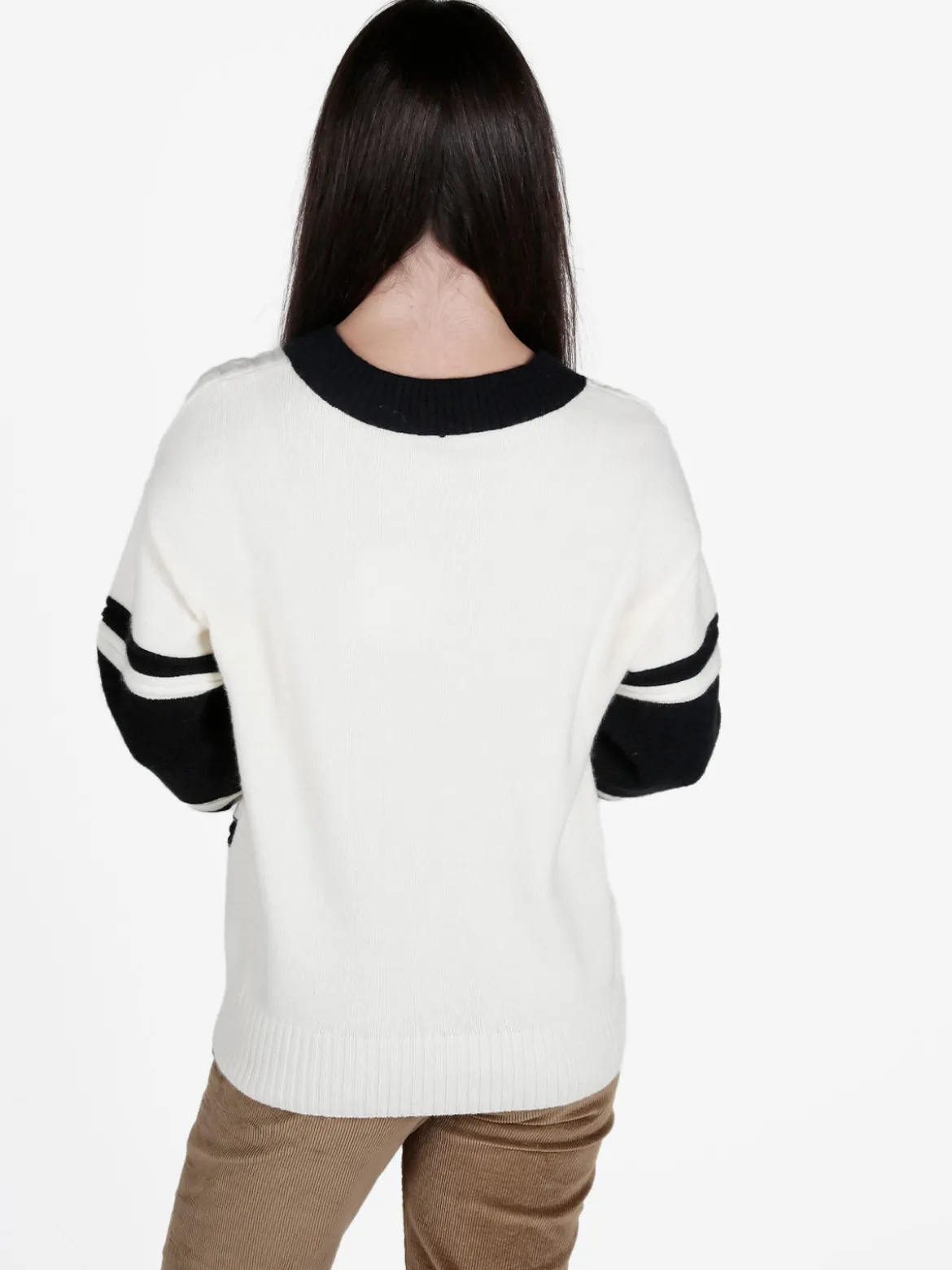 Studio Eleven Collection Maglione donna con scollo a V e spalle cadenti