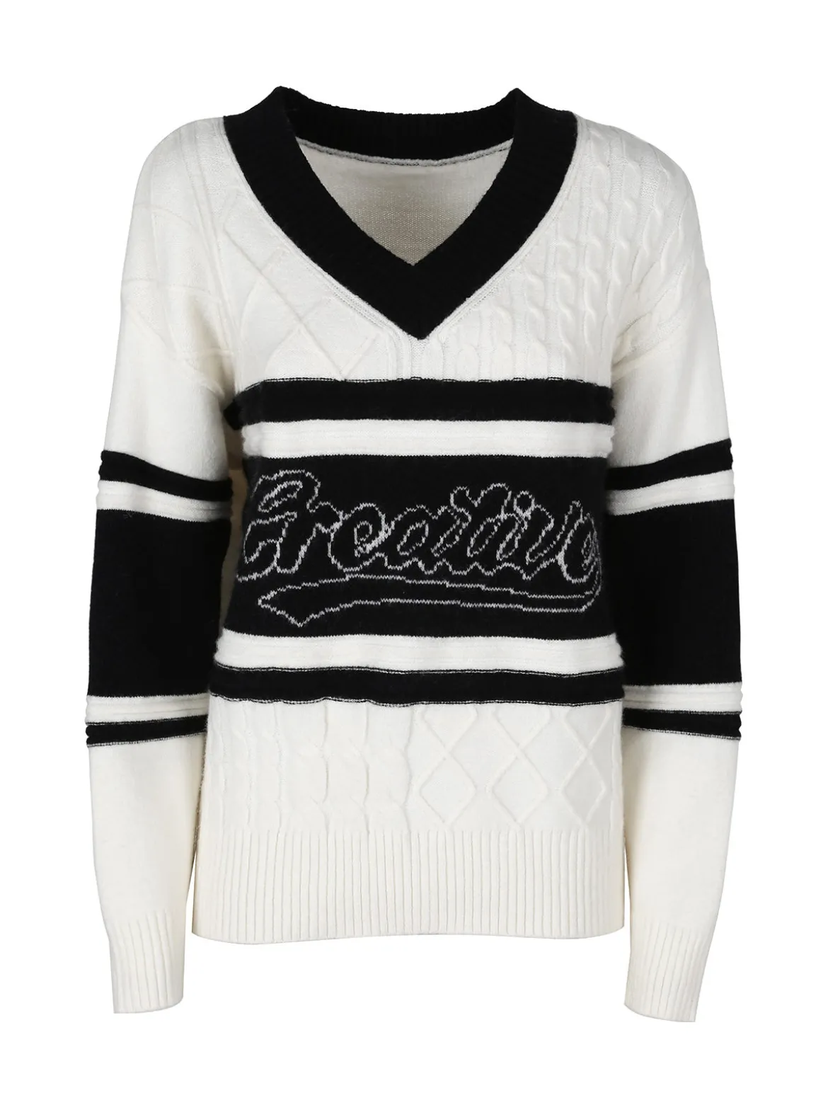 Studio Eleven Collection Maglione donna con scollo a V e spalle cadenti