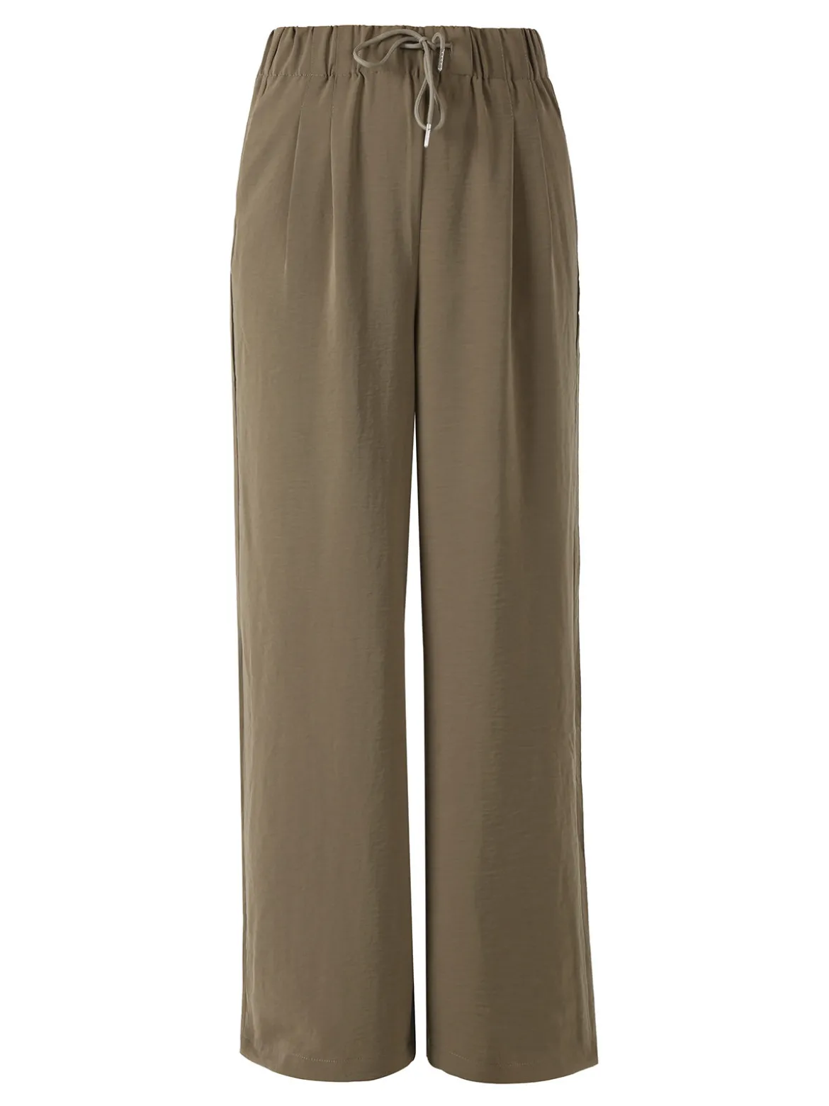 Studio Eleven Collection Pantaloni donna leggeri a gamba larga con coulisse - militare