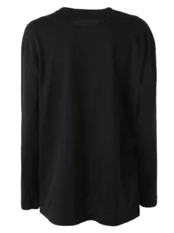 Studio Eleven Collection T-shirt a maniche lunghe da donna in cotone con stampa - nero