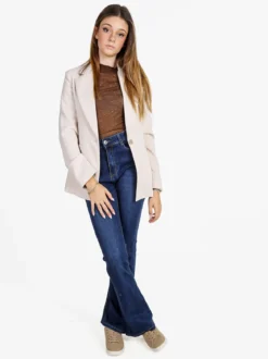 Styled In Italy Blazer donna mono bottone con spalline imbottite - panna