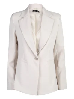 Styled In Italy Blazer donna mono bottone con spalline imbottite - panna