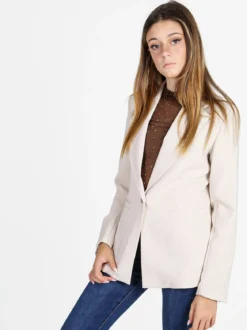 Styled In Italy Blazer donna mono bottone con spalline imbottite - panna