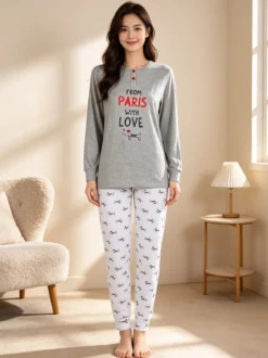 Stylosa Pigiama lungo da donna in cotone