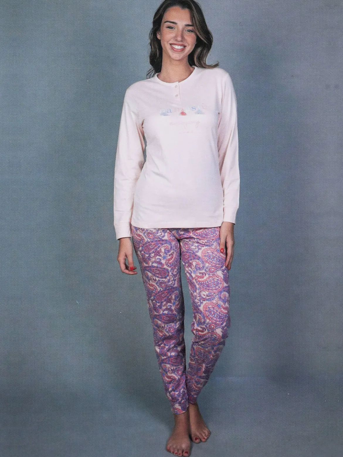 Stylosa Pigiama lungo da donna in cotone