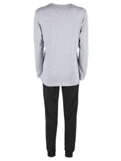 Stylosa Pigiama lungo da donna in cotone con pantaloni a pois