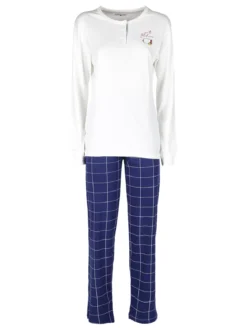 Stylosa Pigiama lungo da donna in cotone con pantaloni a quadri