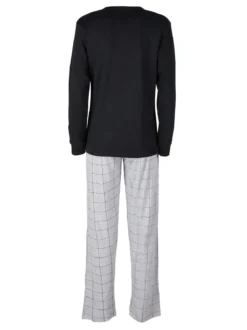 Stylosa Pigiama lungo da donna in cotone con pantaloni a quadri