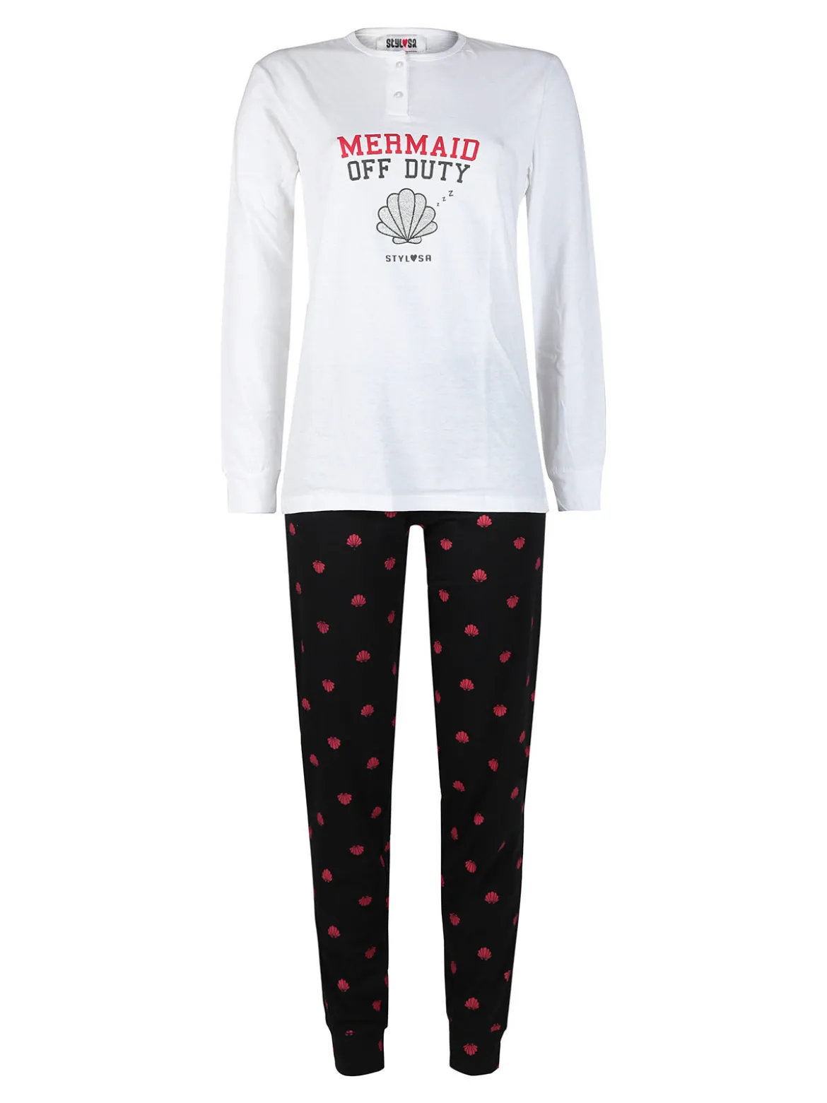 Stylosa Pigiama lungo donna in cotone con stampe