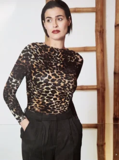 Sublyme Maglia donna animalier a manica lunga in cashmere - multicolore