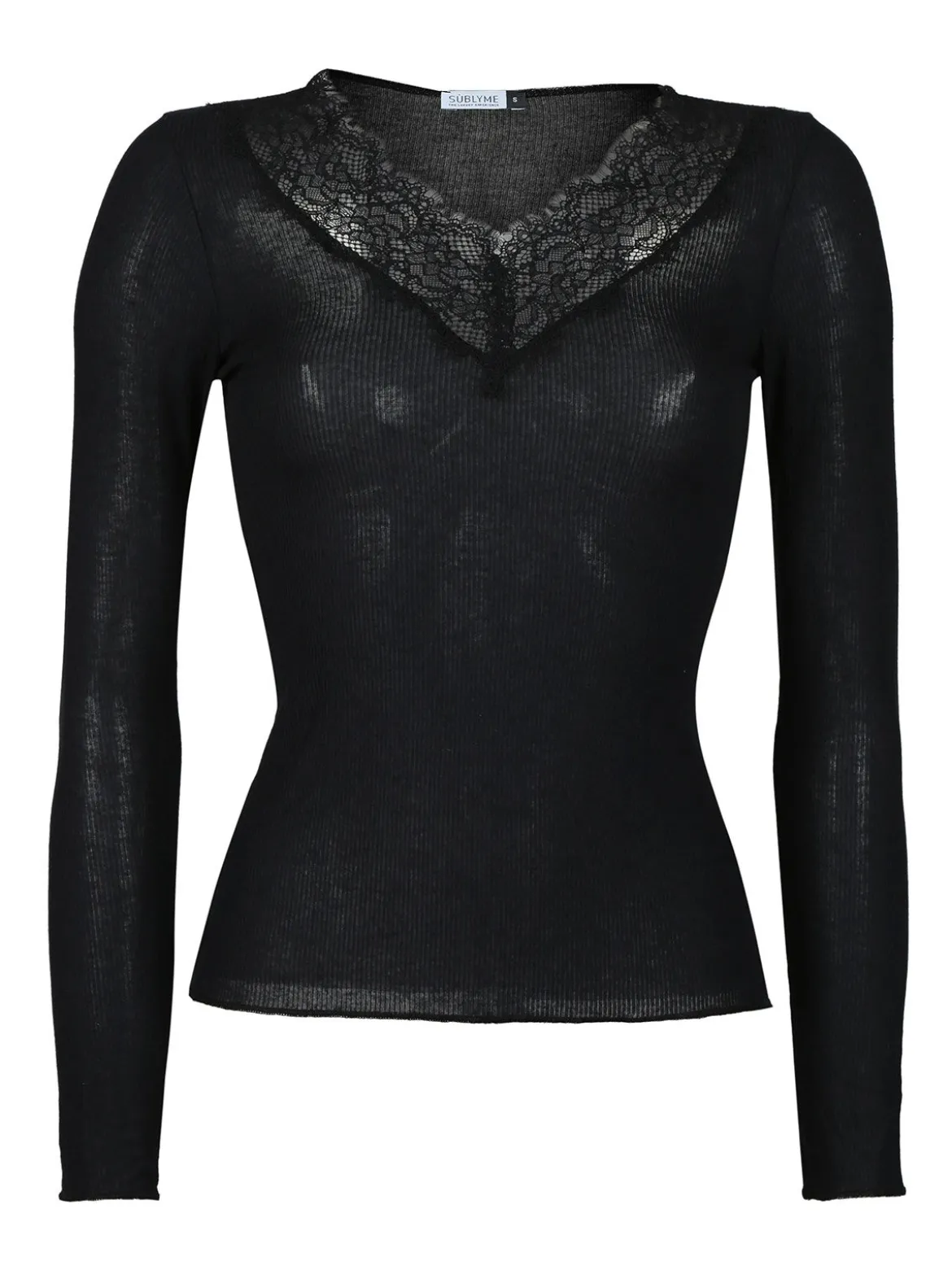 Sublyme Maglietta donna cashmere con pizzo