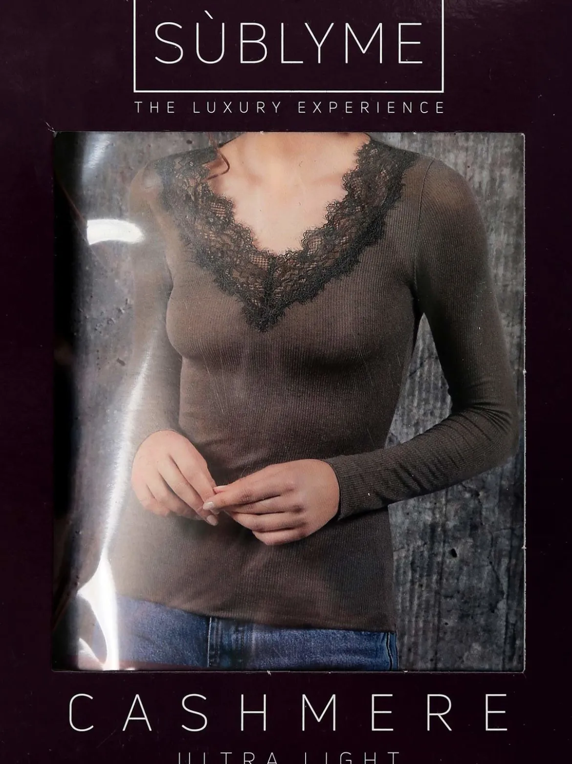 Sublyme Maglietta donna cashmere con pizzo