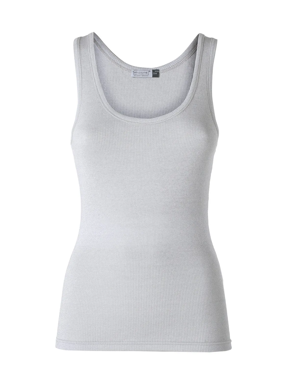 Sublyme Top donna a costine in lurex - argento