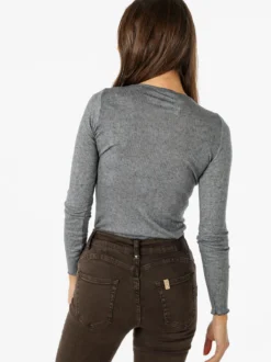 Sublyme T-shirt donna a maniche lunghe in cashmere naturale - grigio scuro