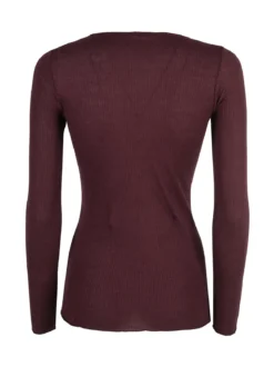 Sublyme T-shirt donna a maniche lunghe in cashmere naturale - bordeaux