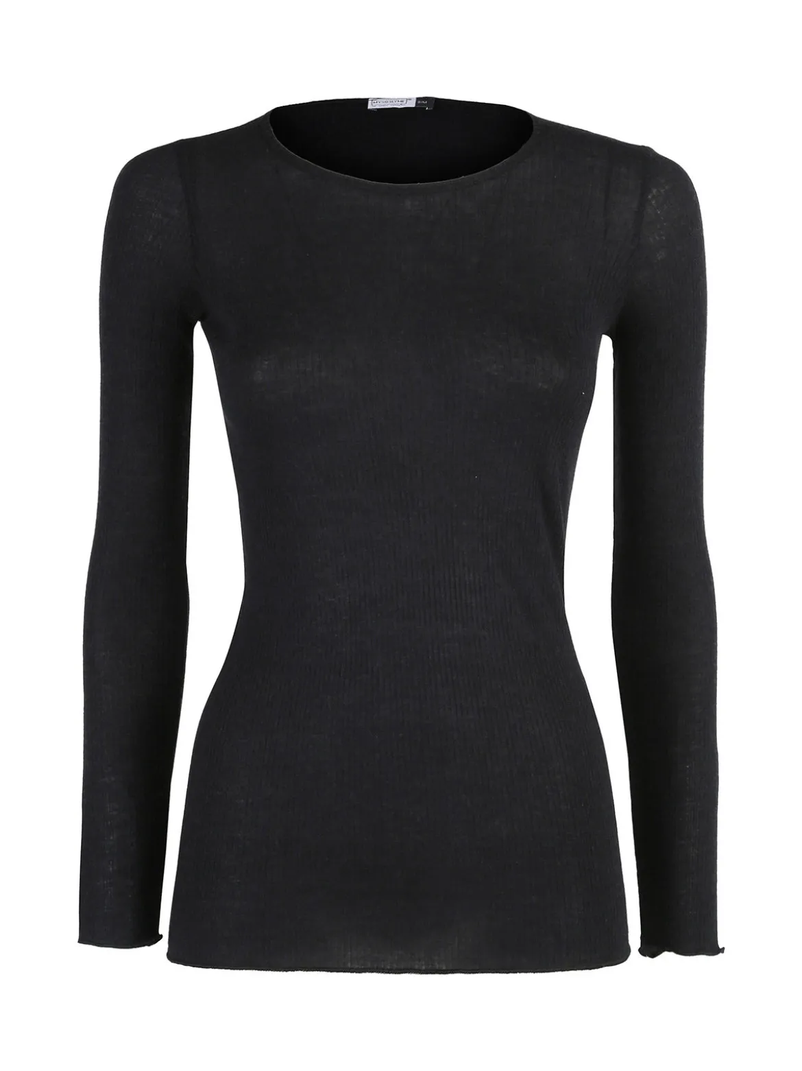 Sublyme T-shirt donna a maniche lunghe in cashmere naturale - nero
