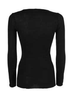 Sublyme T-shirt donna a maniche lunghe in cashmere naturale - nero