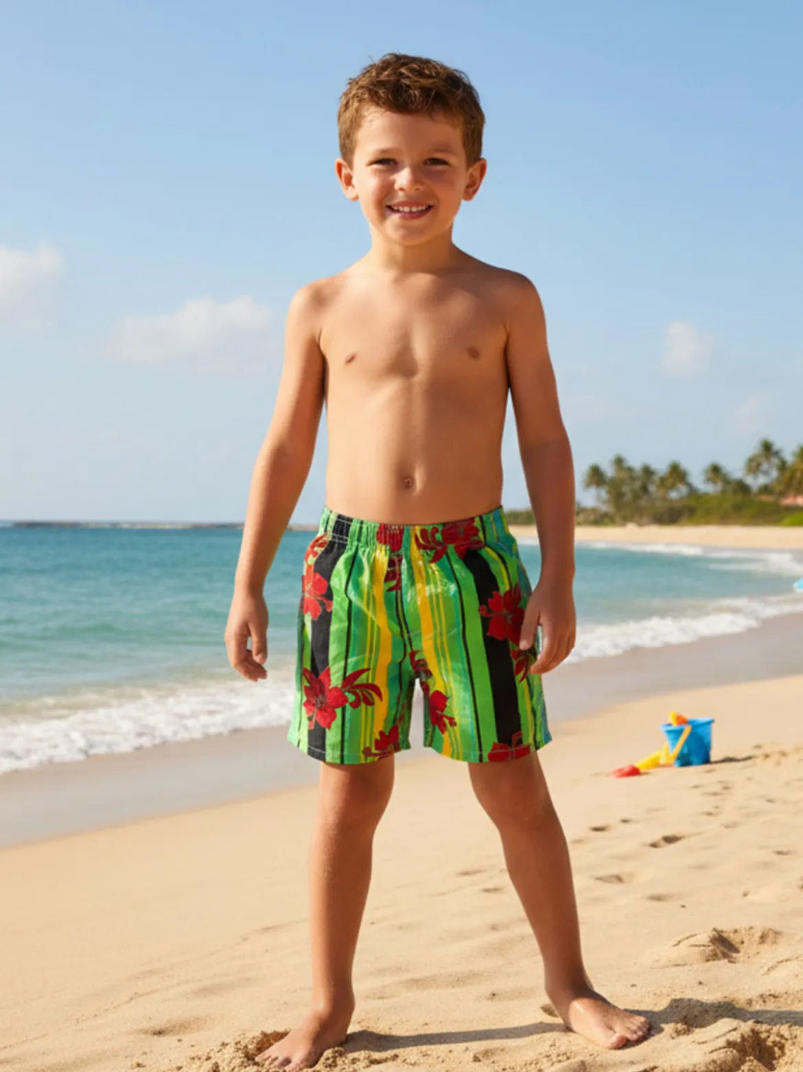 Sun & Beach Boxer da mare a fiori per bambino