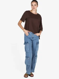 Sun Sun T-shirt donna asimmetrica in cotone