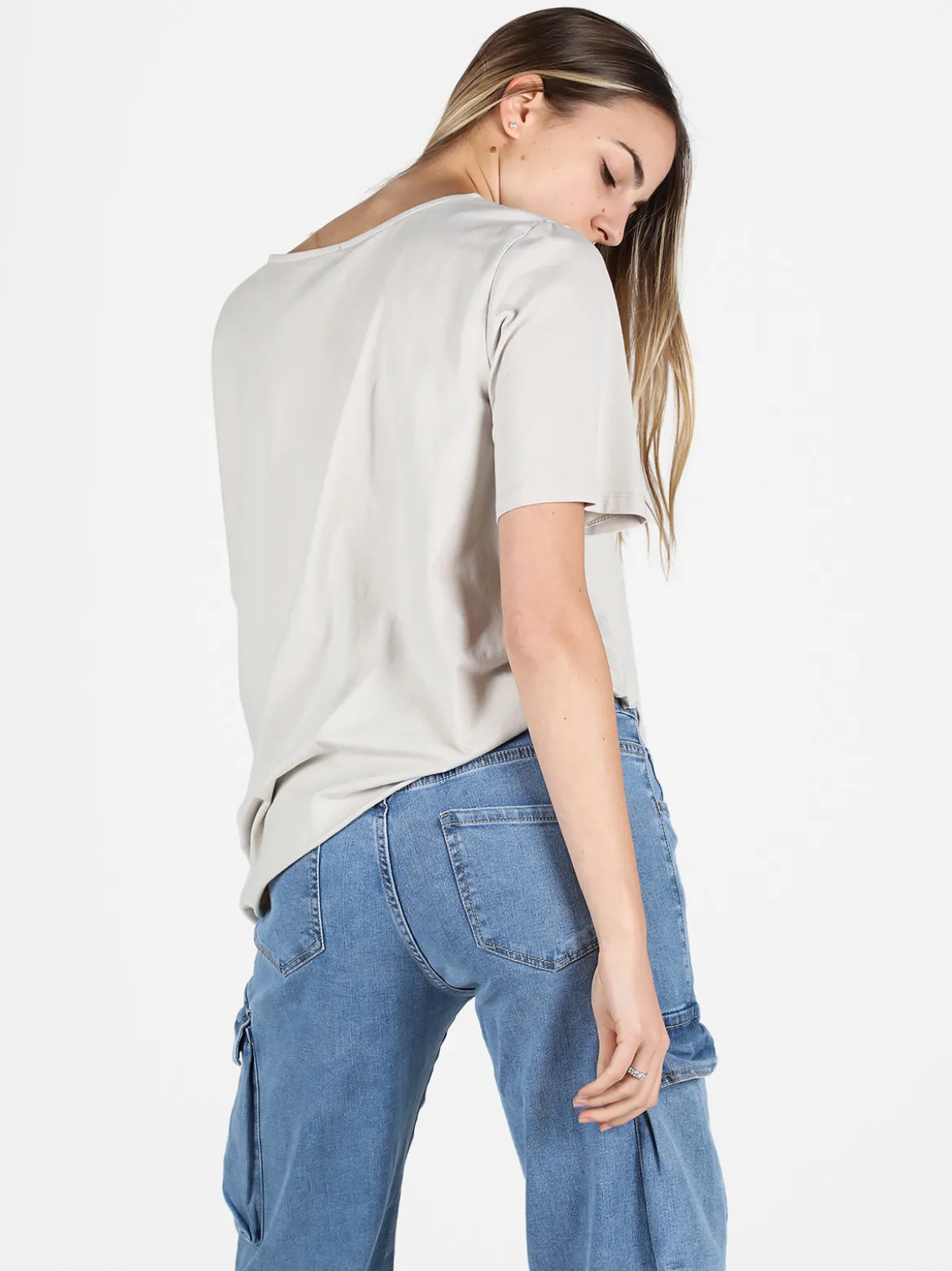 Sun Sun T-shirt donna asimmetrica in cotone