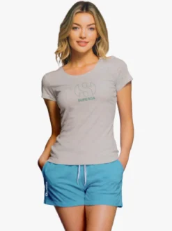 Superga Completo corto da donna in cotone con logo - sabbia