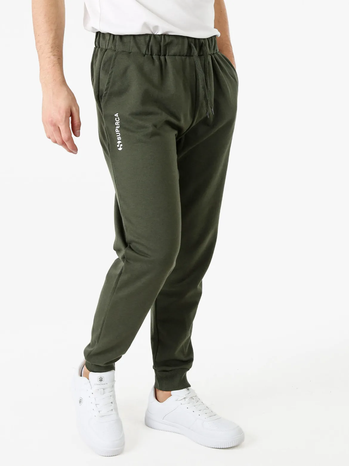 Superga Pantaloni tuta da uomo in felpa con coulisse e polsini - militare
