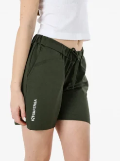 Superga Shorts donna in misto cotone con logo - militare