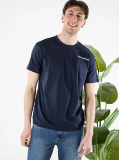 Superga T-shirt da uomo in cotone con logo - blu scuro