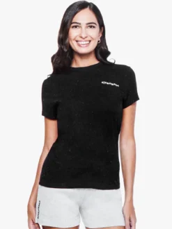 Superga T-shirt girocollo da donna in cotone con logo - nero