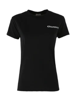 Superga T-shirt girocollo da donna in cotone con logo - nero