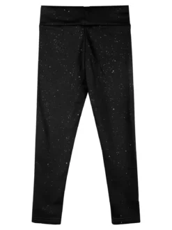 Super Star Leggings felpati da bambina con glitter - nero