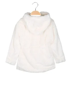 Sweet Junior Cappotto da bambina in ecopelliccia con cappuccio e zip - beige