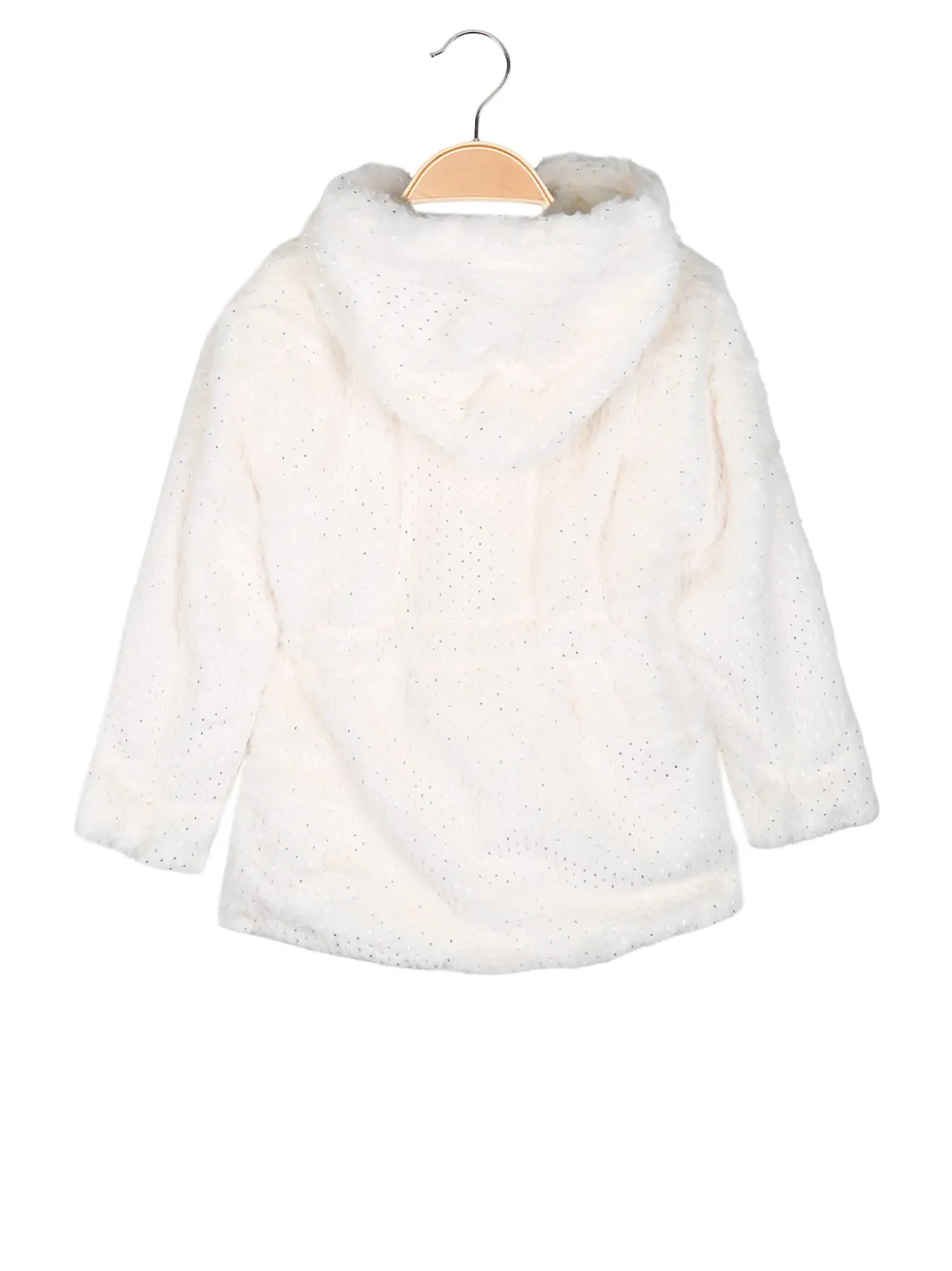 Sweet Junior Cappotto da bambina in ecopelliccia con cappuccio e zip - beige