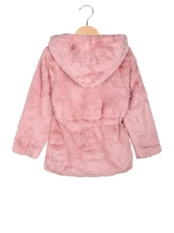 Sweet Junior Cappotto da bambina in ecopelliccia con cappuccio e zip - rosa