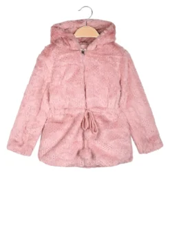 Sweet Junior Cappotto da bambina in ecopelliccia con cappuccio e zip - rosa