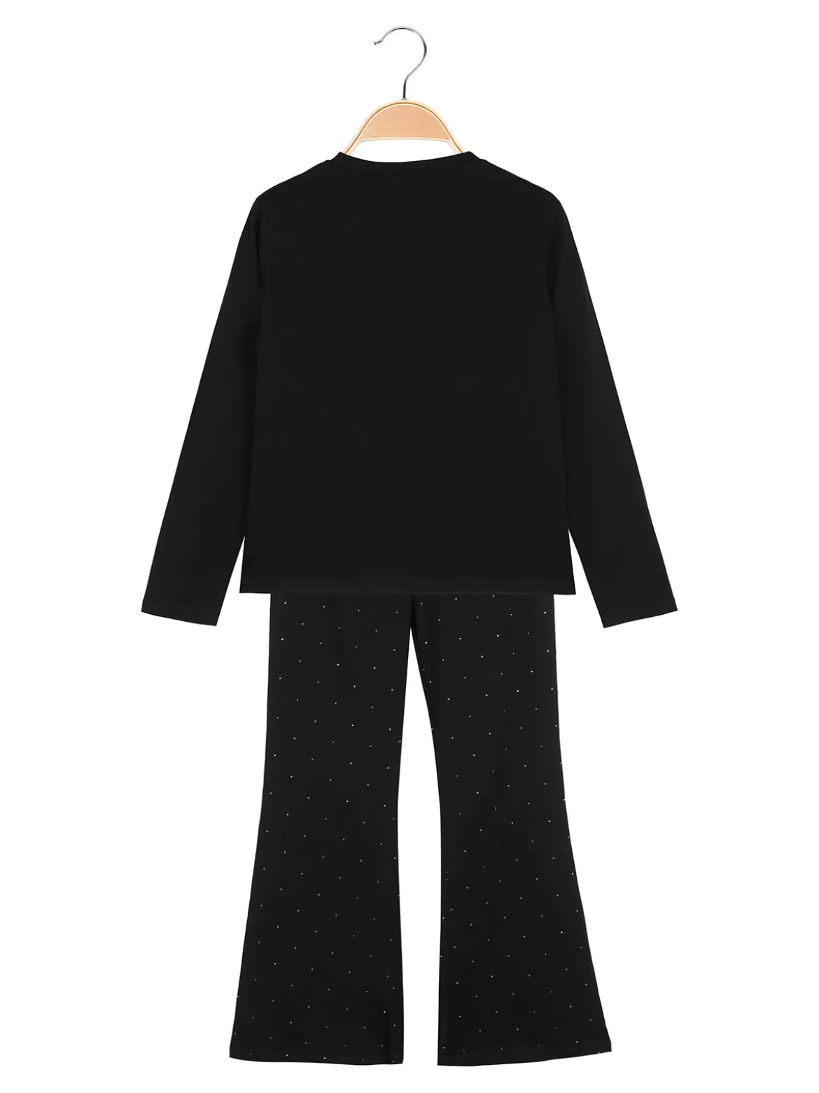 Sweet Junior Completo elegante da bambina con paillettes e pantaloni a zampa - nero