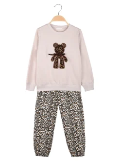 Sweet Junior Completo 2 pezzi animalier da bambina - beige