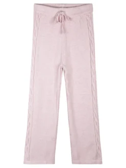 Sweet Junior Completo 2 pezzi da bambina in maglia con cappuccio e pantaloni a zampa