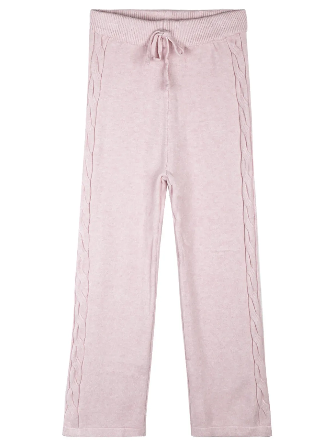 Sweet Junior Completo 2 pezzi da bambina in maglia con cappuccio e pantaloni a zampa