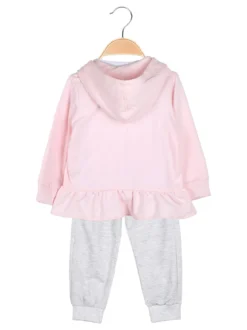Sweet Junior Completo 3 pezzi da neonata con cappuccio e zip - rosa